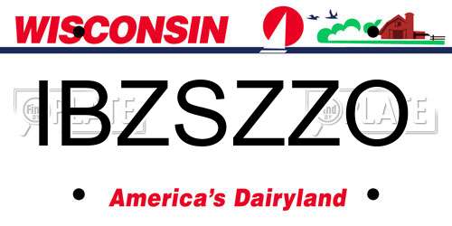 IBZSZZO Wisconsin License Plate
