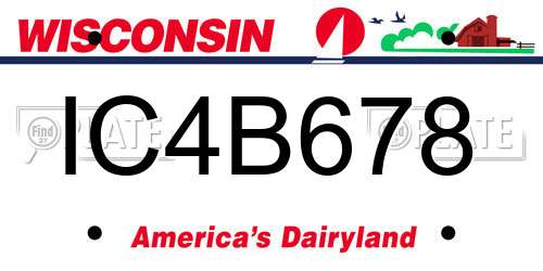 IC4B678 Wisconsin License Plate