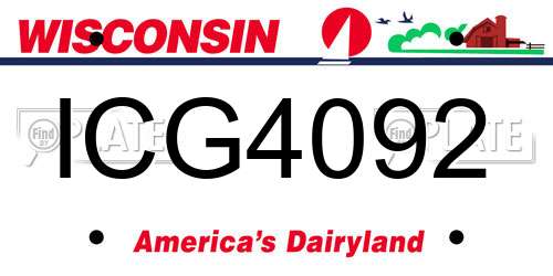 ICG4092 Wisconsin License Plate
