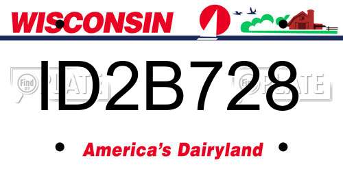 ID2B728 Wisconsin License Plate
