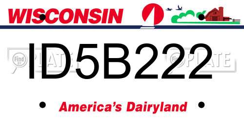 ID5B222 Wisconsin License Plate