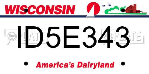 ID5E343 Wisconsin License Plate
