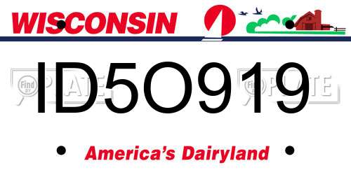 ID5O919 Wisconsin License Plate