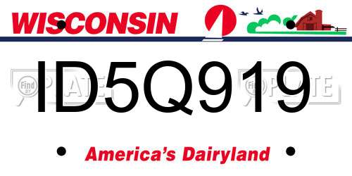 ID5Q919 Wisconsin License Plate