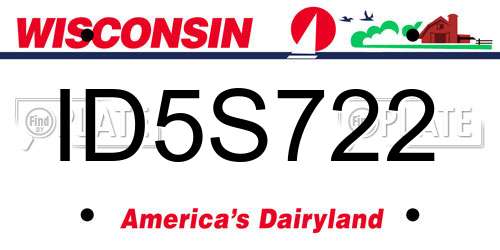 ID5S722 Wisconsin License Plate