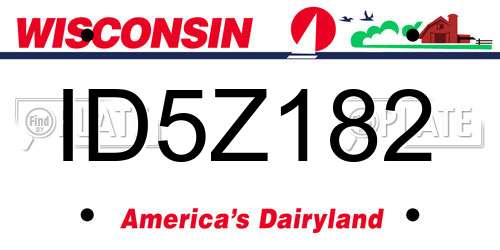ID5Z182 Wisconsin License Plate