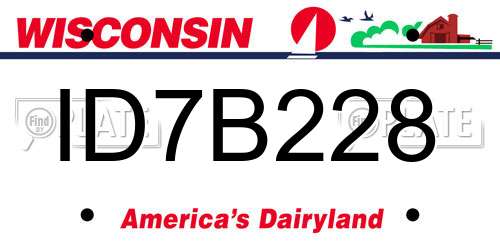 ID7B228 Wisconsin License Plate