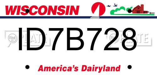 ID7B728 Wisconsin License Plate