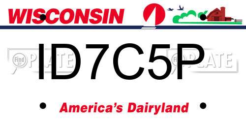 ID7C5P Wisconsin License Plate