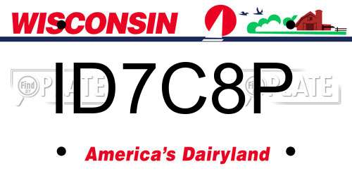 ID7C8P Wisconsin License Plate
