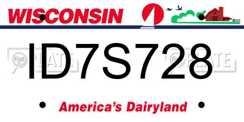 ID7S728 Wisconsin License Plate