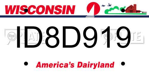 ID8D919 Wisconsin License Plate