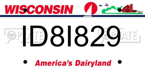 ID8I829 Wisconsin License Plate