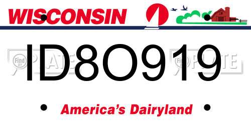 ID8O919 Wisconsin License Plate