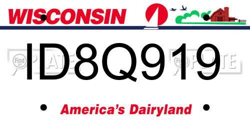 ID8Q919 Wisconsin License Plate