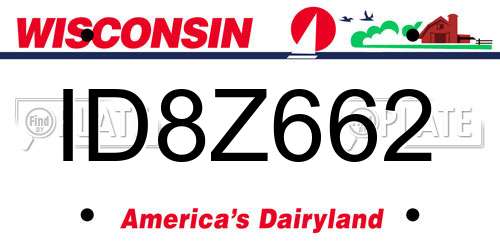 ID8Z662 Wisconsin License Plate