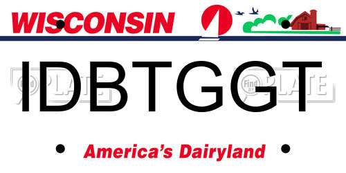 IDBTGGT Wisconsin License Plate