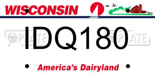 IDQ180 Wisconsin License Plate