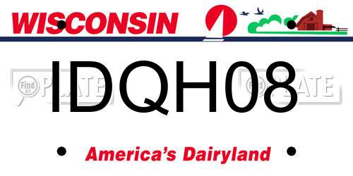 IDQH08 Wisconsin License Plate