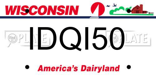 IDQI50 Wisconsin License Plate