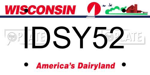IDSY52 Wisconsin License Plate