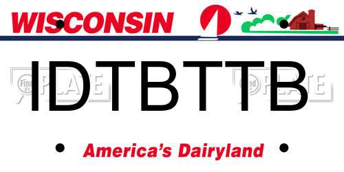 IDTBTTB Wisconsin License Plate