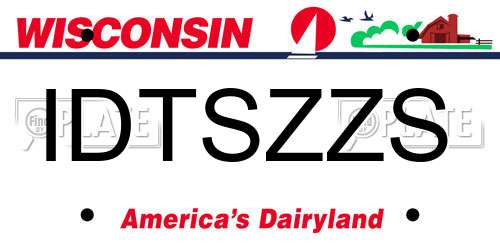 IDTSZZS Wisconsin License Plate