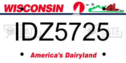 IDZ5725 Wisconsin License Plate