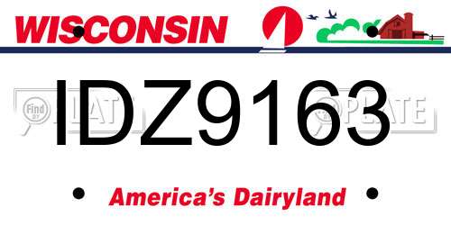 IDZ9163 Wisconsin License Plate