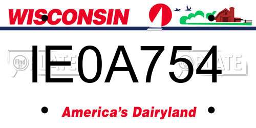IE0A754 Wisconsin License Plate