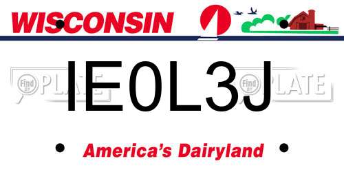 IE0L3J Wisconsin License Plate