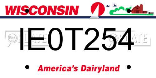 IE0T254 Wisconsin License Plate