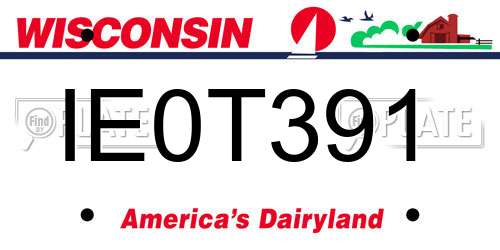 IE0T391 Wisconsin License Plate