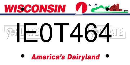 IE0T464 Wisconsin License Plate