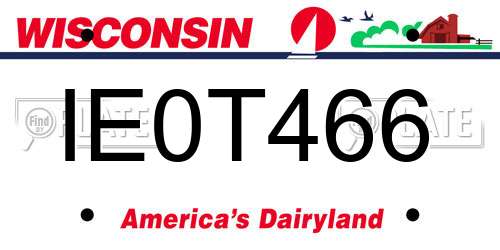 IE0T466 Wisconsin License Plate