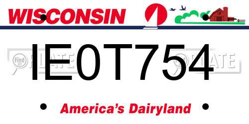 IE0T754 Wisconsin License Plate