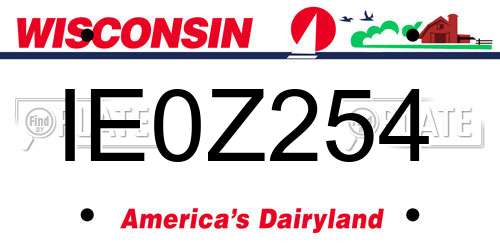 IE0Z254 Wisconsin License Plate