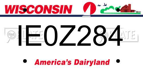 IE0Z284 Wisconsin License Plate