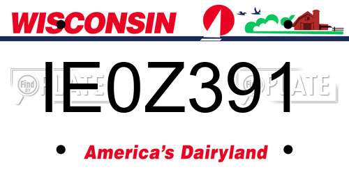 IE0Z391 Wisconsin License Plate