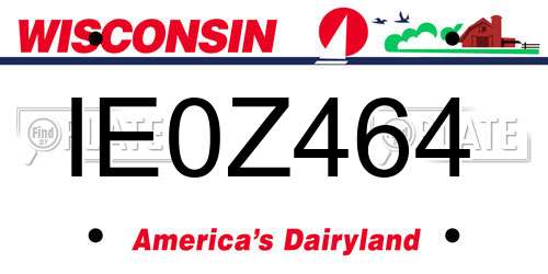 IE0Z464 Wisconsin License Plate