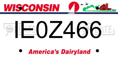 IE0Z466 Wisconsin License Plate