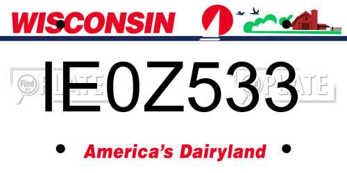 IE0Z533 Wisconsin License Plate