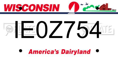IE0Z754 Wisconsin License Plate