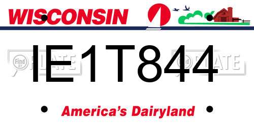 IE1T844 Wisconsin License Plate