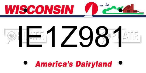 IE1Z981 Wisconsin License Plate