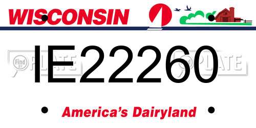 IE22260 Wisconsin License Plate