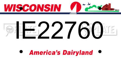 IE22760 Wisconsin License Plate