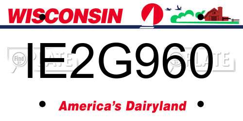 IE2G960 Wisconsin License Plate