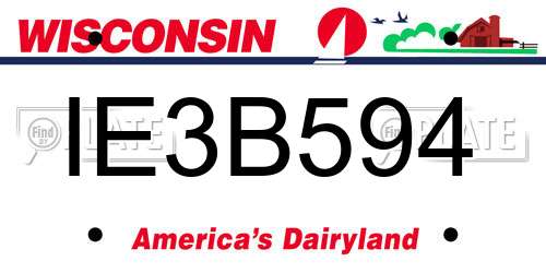 IE3B594 Wisconsin License Plate