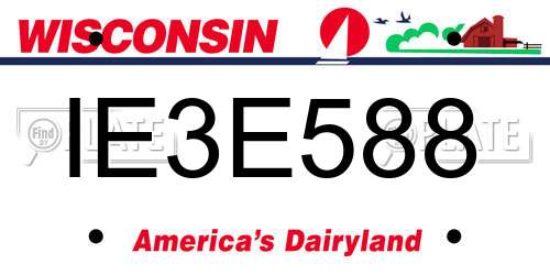 IE3E588 Wisconsin License Plate